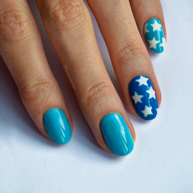 Patriotic Blue Nails