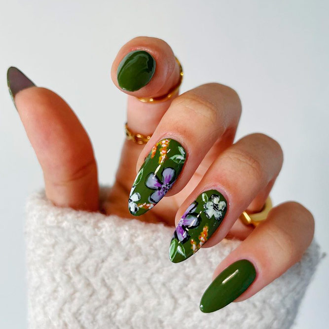 Spring Flowers on Your Almond Nails