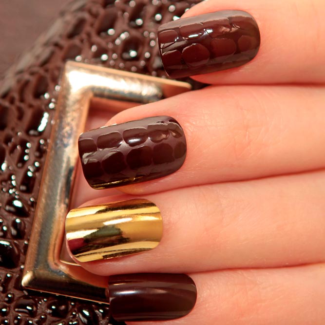 Brown Nails mix Different Colors