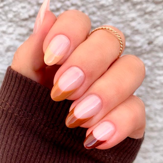 Long Brown French Tip Nails