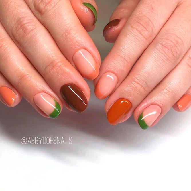 Brown and Green Nails