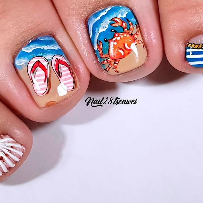 Summer Artsy Toe Nail Designs