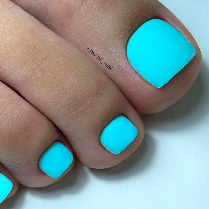 Summer Pedicure Ideas with One Tone