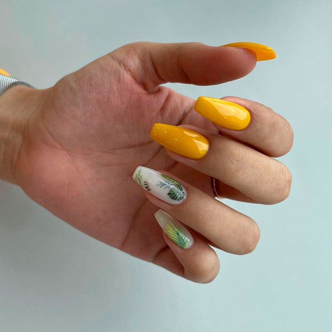 Summer Bright Coffin Acrylic Nails