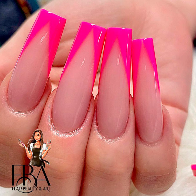 Bright Pink French Tip Nails
