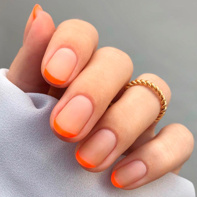 Simple Orange French Tip Nails
