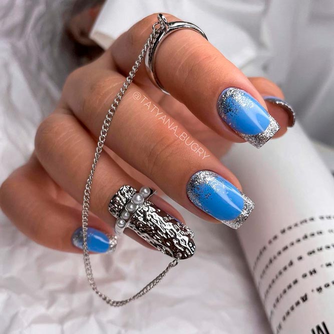 Baby Blue Ombre Nails