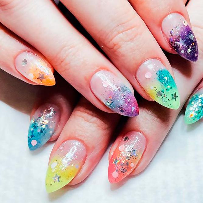Pastel Ombre Nails with Glitter