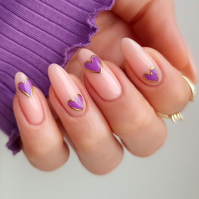 Pretty Hearts Lavender Nails