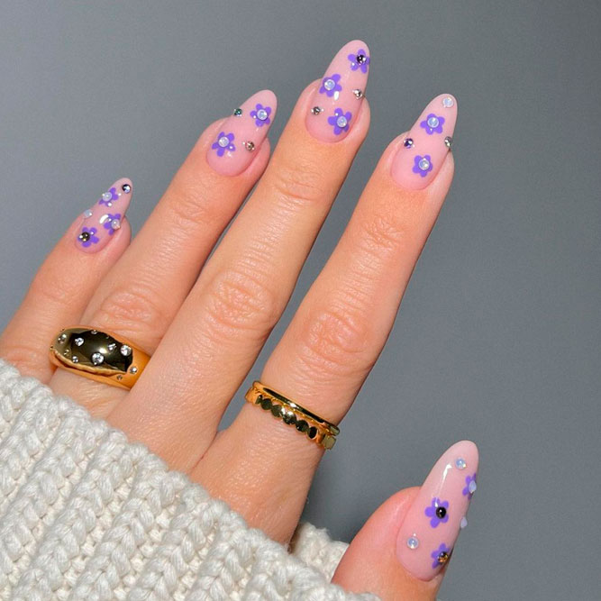 Lavender Floral Nails