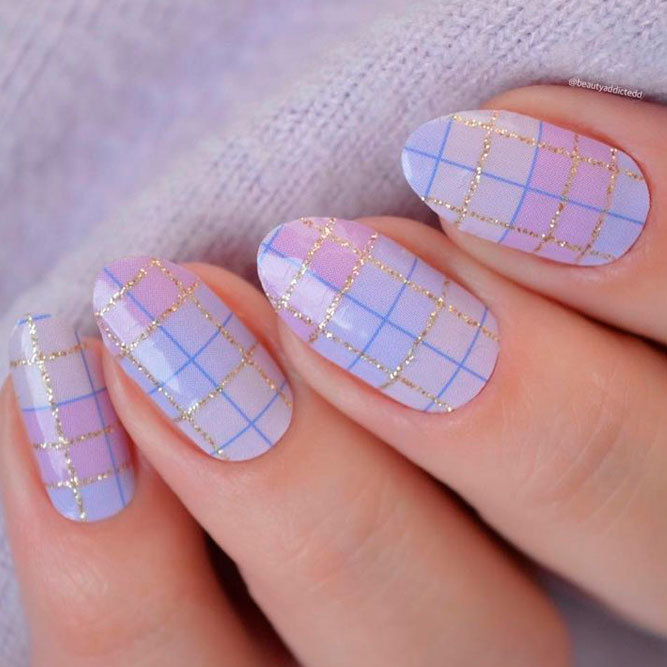 Plaid Lavender Nails