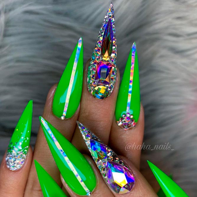 Neon Nails with Stones