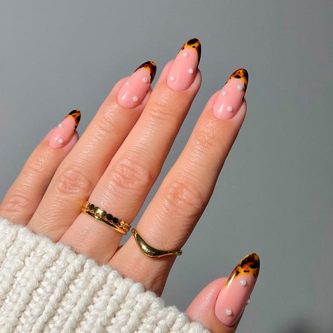 Oval Nail Designs With Animal Print French