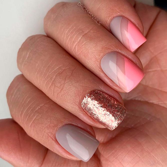 Geometric Pink Nails