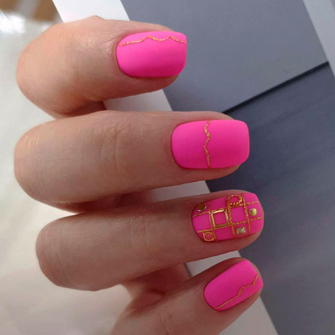 Neon Matte Pink Nails