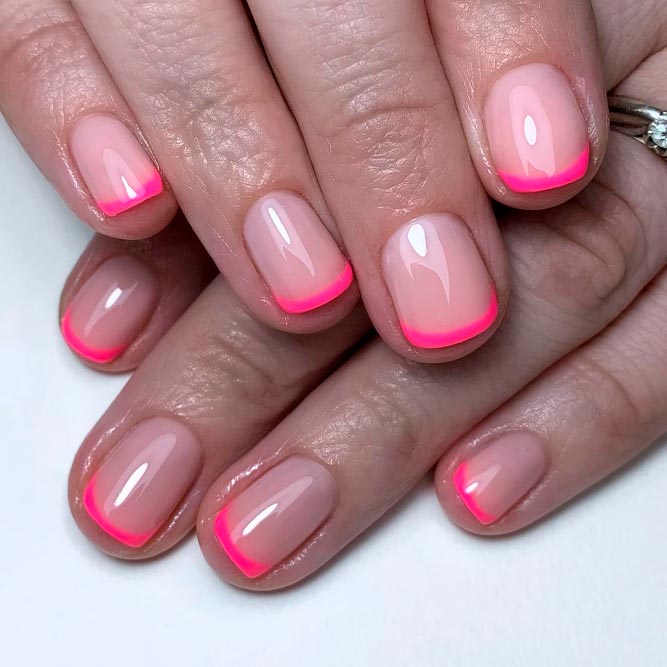 French Neon Pink Nails