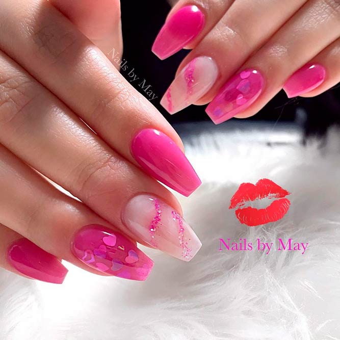 Pink Nails for Coffin Shape
