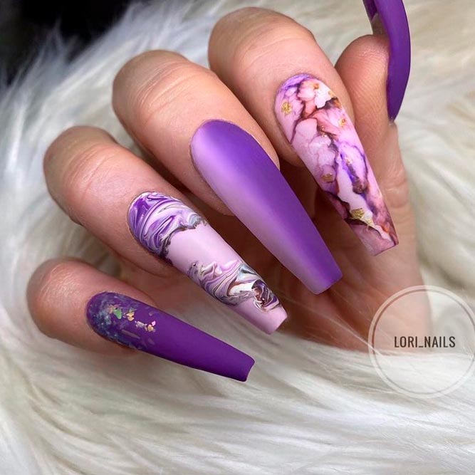 Purple Ombre Ballerina Nail Shapes