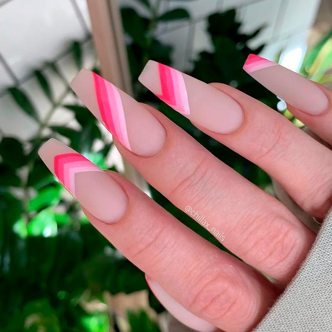 Coffin Nails with Chevron Pattern