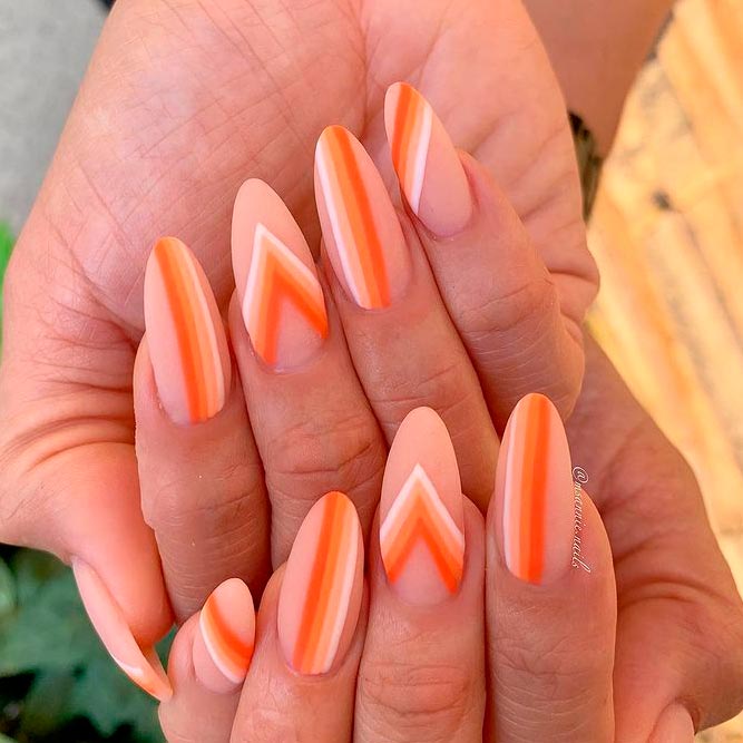 Summer Nails Designs with Chevron Pattern