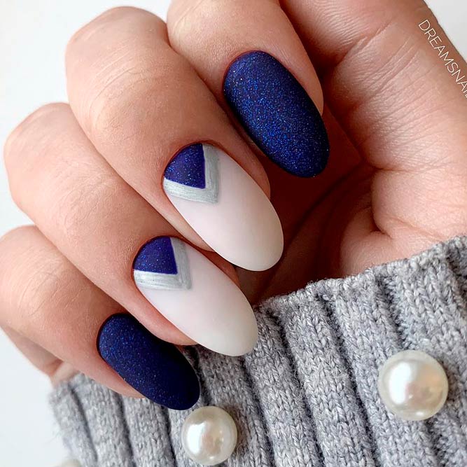 Long Nails with Chevron Pattern