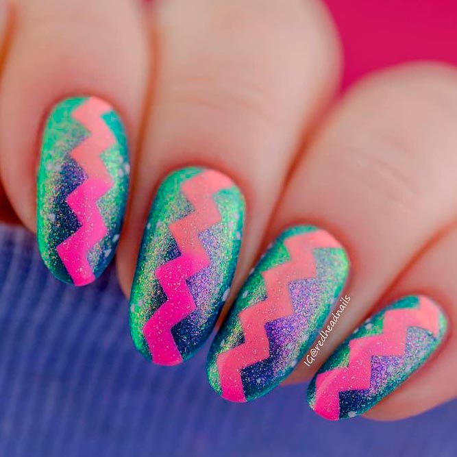 Summer Nails Designs with Chevron