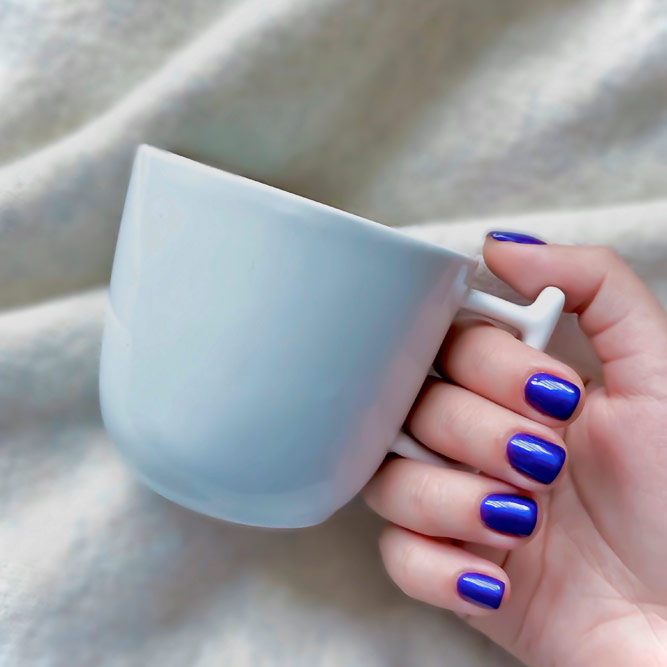 Trendy Coffee Cup Images Blue Nails
