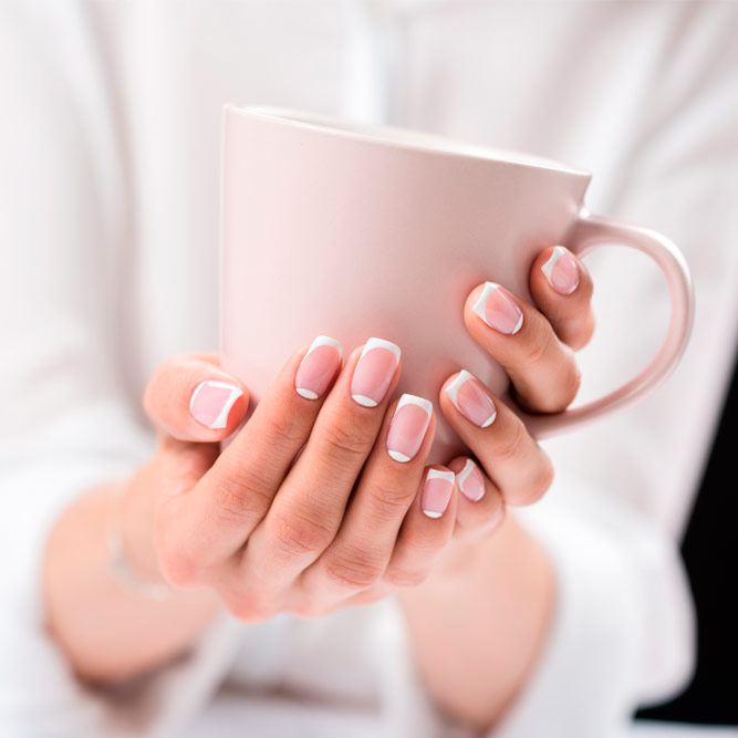 Trendy Coffee Cup Images French Tip Nails