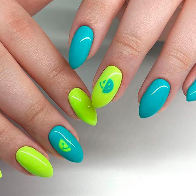 Bright Smiley-Face Nails Designs