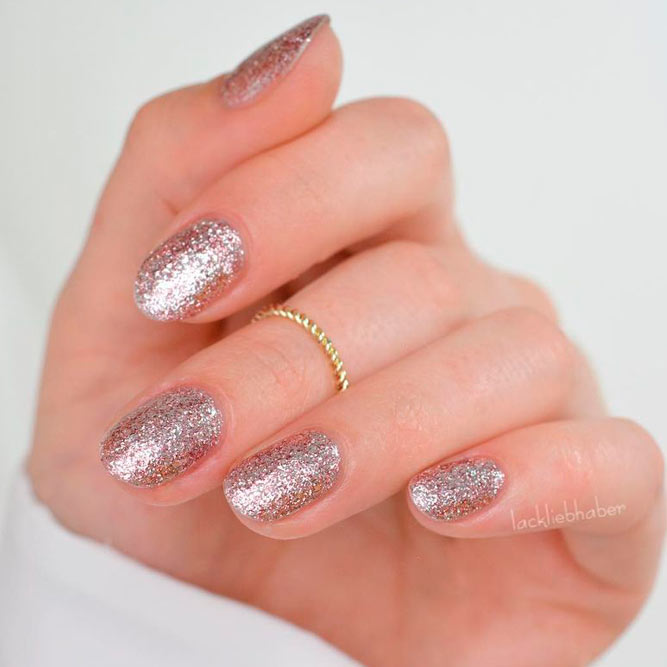 Silver Glittery Nail Art