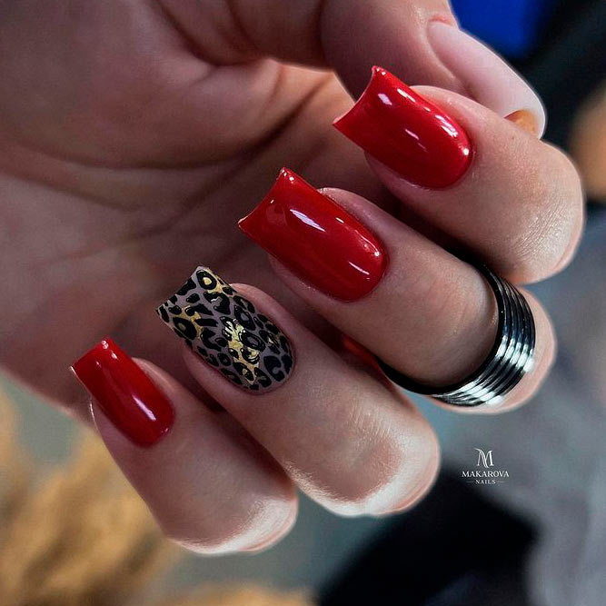 Red Nails and Gold Foil