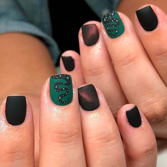 Slytherin Matte Nails For Draco’s Fans