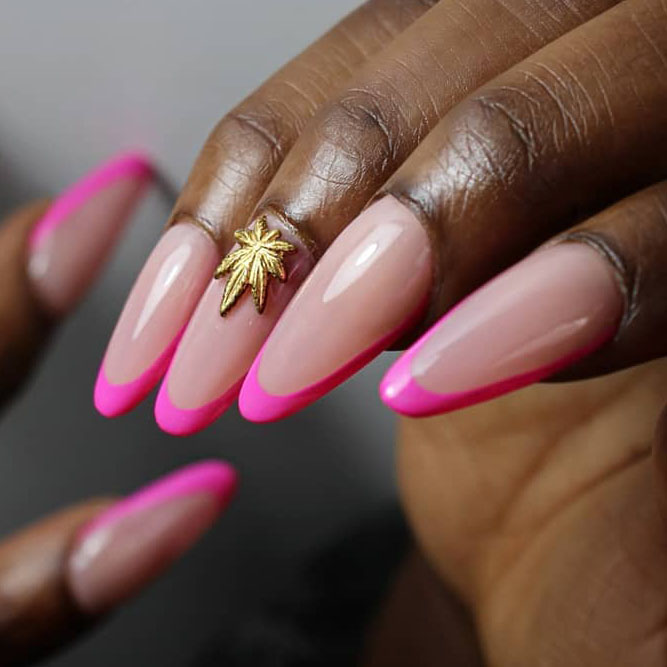 French for Gold and Pink Nails