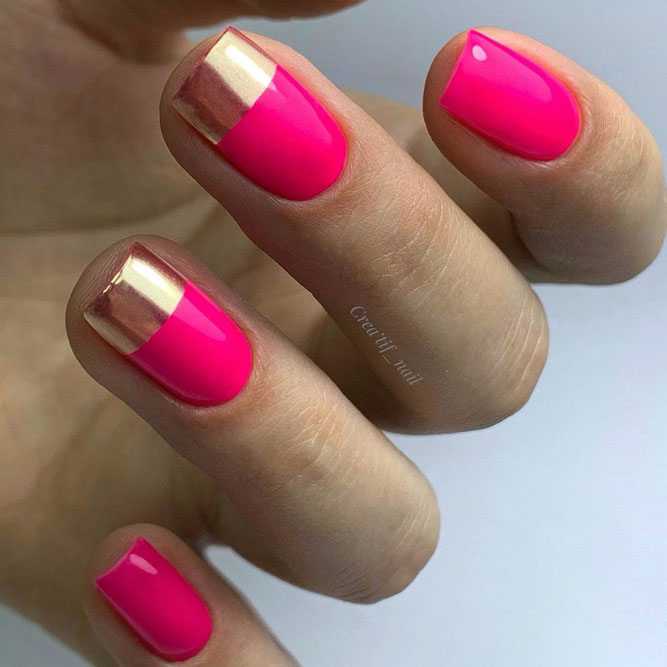 French Tip Nails And Gold and Pink Nails