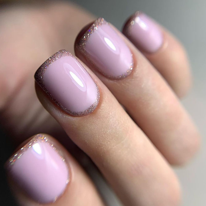 Pink and Gold Nails with Glitter