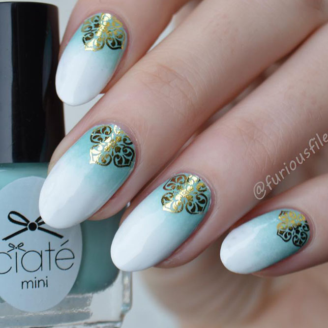 Pastel Nails With Damask Accent