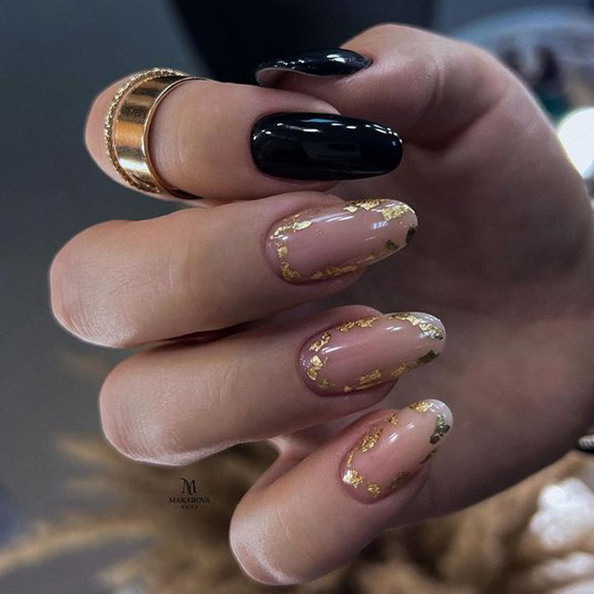Lovely Nails with Gold Foil