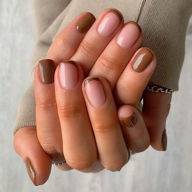 Brown French Nails for Autumn Manicure