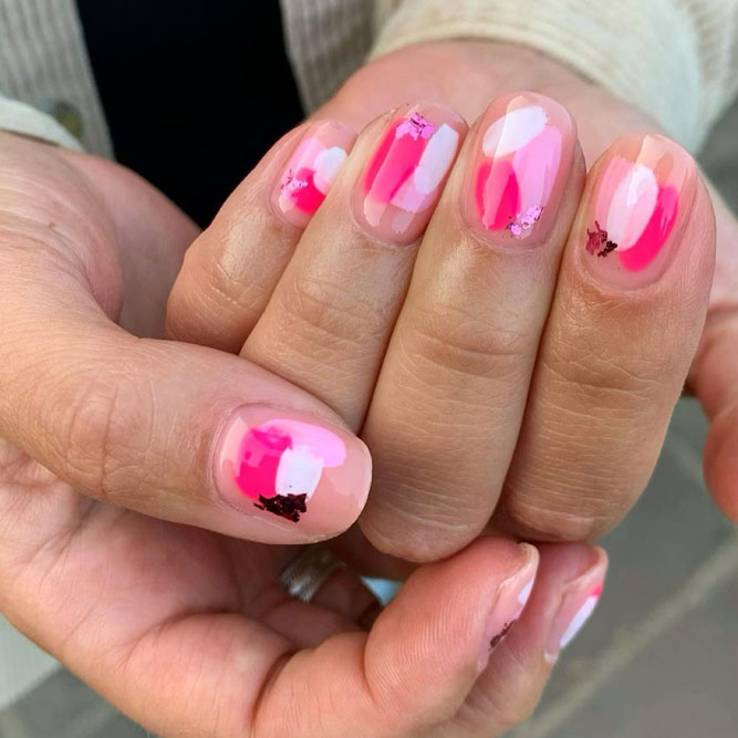Bright Pink Autumn Nails