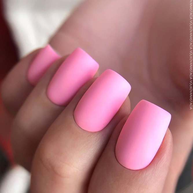 Simple Matte Pink Nails
