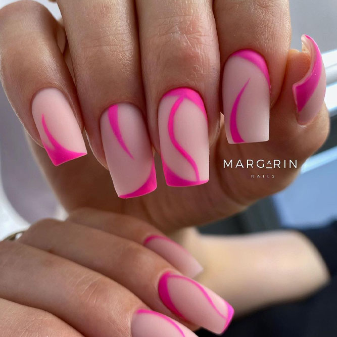 Matte Pink Nails for Long Shape