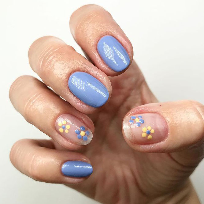 Polka Dots Nails with Flowers Accent
