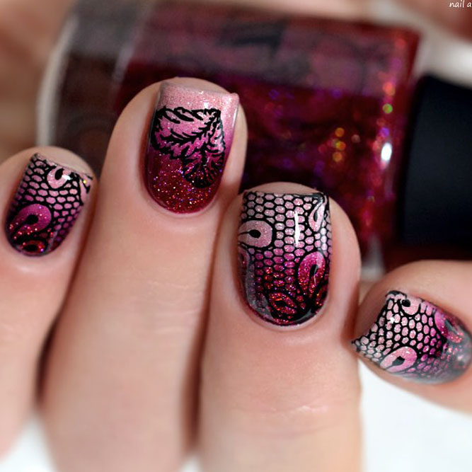 Ombre Nails With Paisley Print