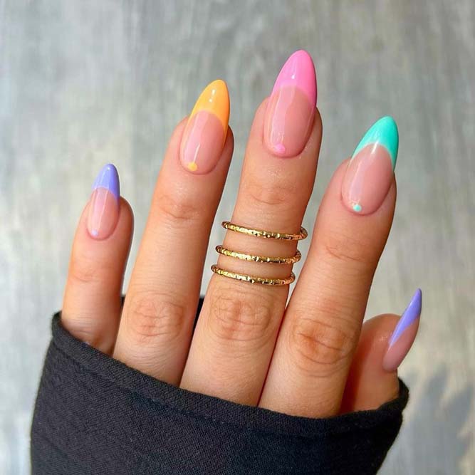 Pastel Rainbow French Nails