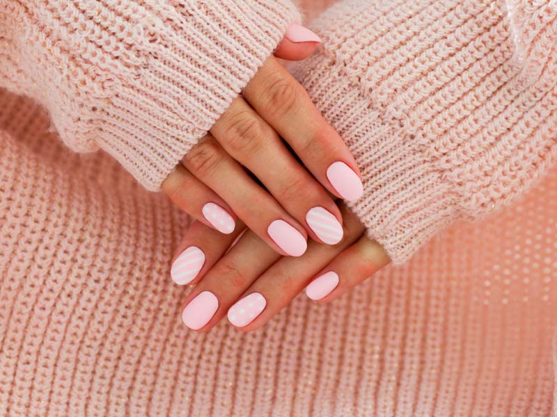 matte pale pink nails