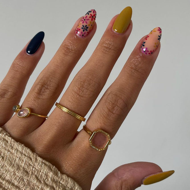 Floral Gel Nails Designs for Fall