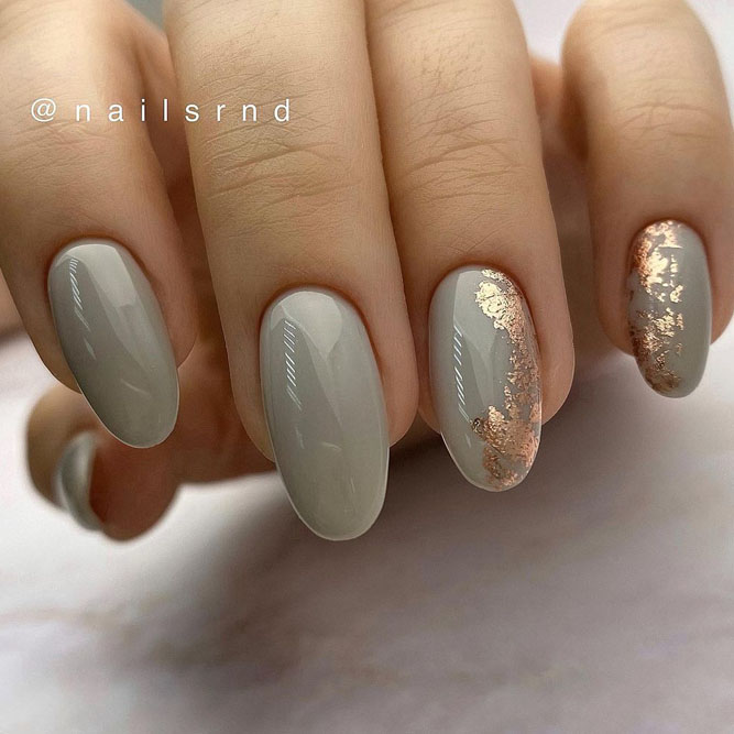 Gel Nails Designs with Gold Foil