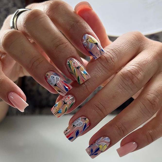 Gel Nails with Flowers