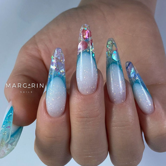 Glossy French Tip Nails
