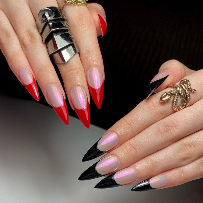 Trendy French Red Nails